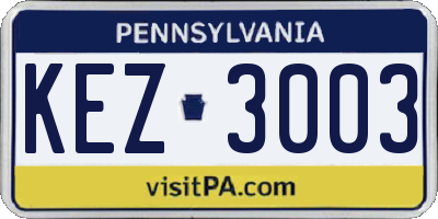 PA license plate KEZ3003
