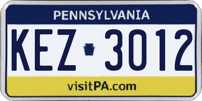 PA license plate KEZ3012