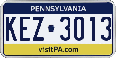 PA license plate KEZ3013