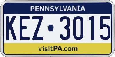 PA license plate KEZ3015