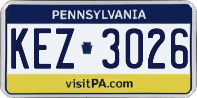 PA license plate KEZ3026