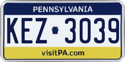 PA license plate KEZ3039