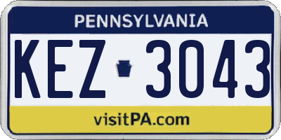 PA license plate KEZ3043