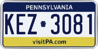 PA license plate KEZ3081