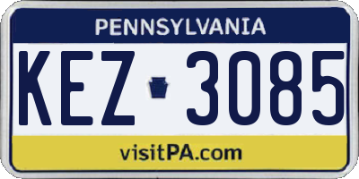 PA license plate KEZ3085
