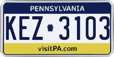PA license plate KEZ3103