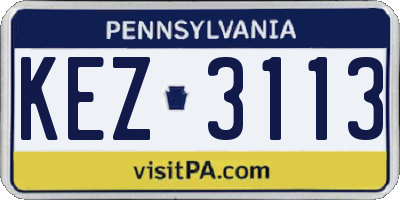 PA license plate KEZ3113