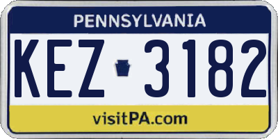PA license plate KEZ3182