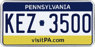 PA license plate KEZ3500