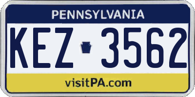 PA license plate KEZ3562