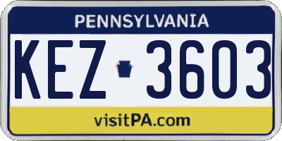 PA license plate KEZ3603