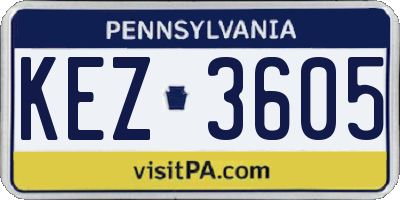 PA license plate KEZ3605