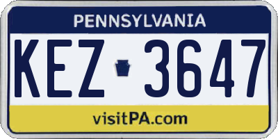 PA license plate KEZ3647