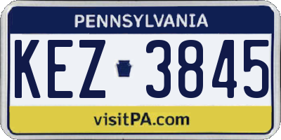 PA license plate KEZ3845