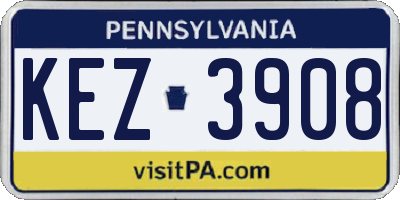 PA license plate KEZ3908