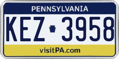PA license plate KEZ3958