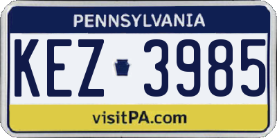 PA license plate KEZ3985
