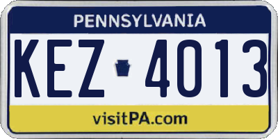PA license plate KEZ4013