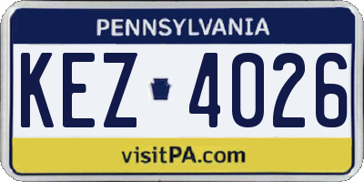 PA license plate KEZ4026