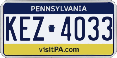 PA license plate KEZ4033