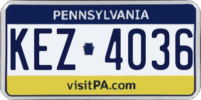 PA license plate KEZ4036