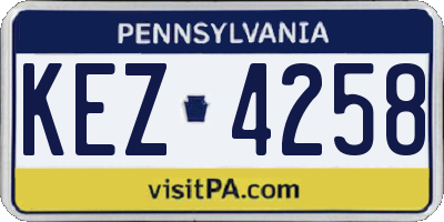 PA license plate KEZ4258