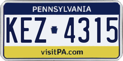 PA license plate KEZ4315
