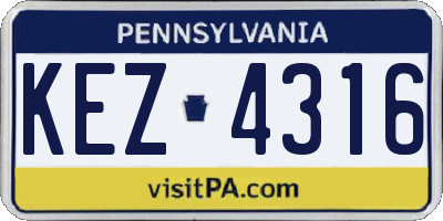 PA license plate KEZ4316