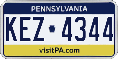 PA license plate KEZ4344
