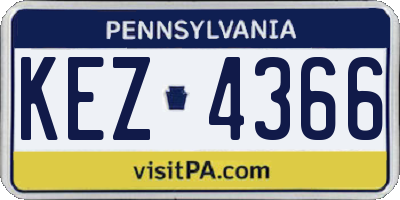 PA license plate KEZ4366