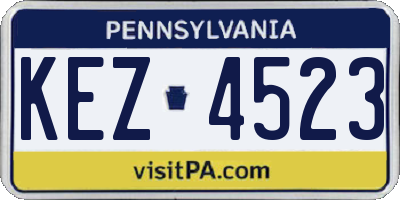 PA license plate KEZ4523