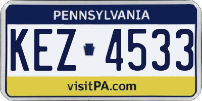 PA license plate KEZ4533
