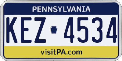 PA license plate KEZ4534