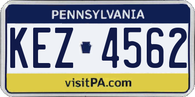 PA license plate KEZ4562