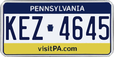 PA license plate KEZ4645