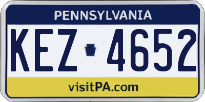PA license plate KEZ4652