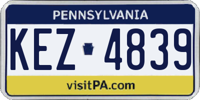 PA license plate KEZ4839