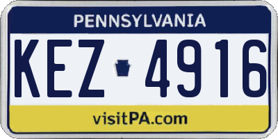 PA license plate KEZ4916