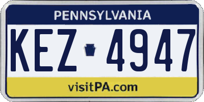 PA license plate KEZ4947