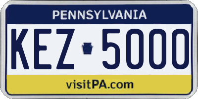 PA license plate KEZ5000