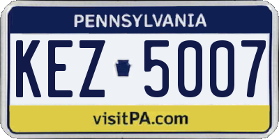 PA license plate KEZ5007