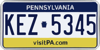 PA license plate KEZ5345