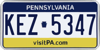PA license plate KEZ5347
