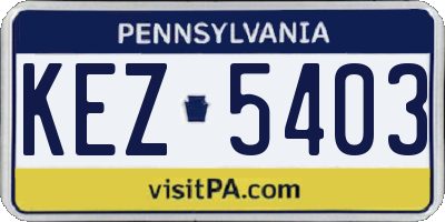 PA license plate KEZ5403