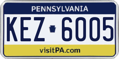 PA license plate KEZ6005