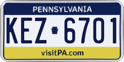 PA license plate KEZ6701
