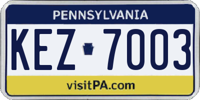 PA license plate KEZ7003