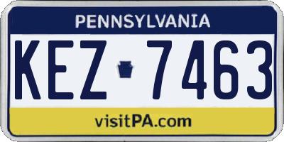 PA license plate KEZ7463