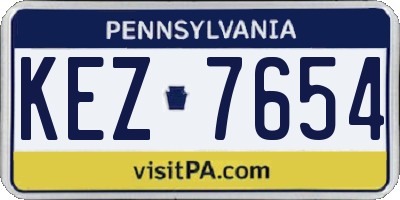 PA license plate KEZ7654
