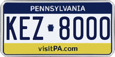 PA license plate KEZ8000